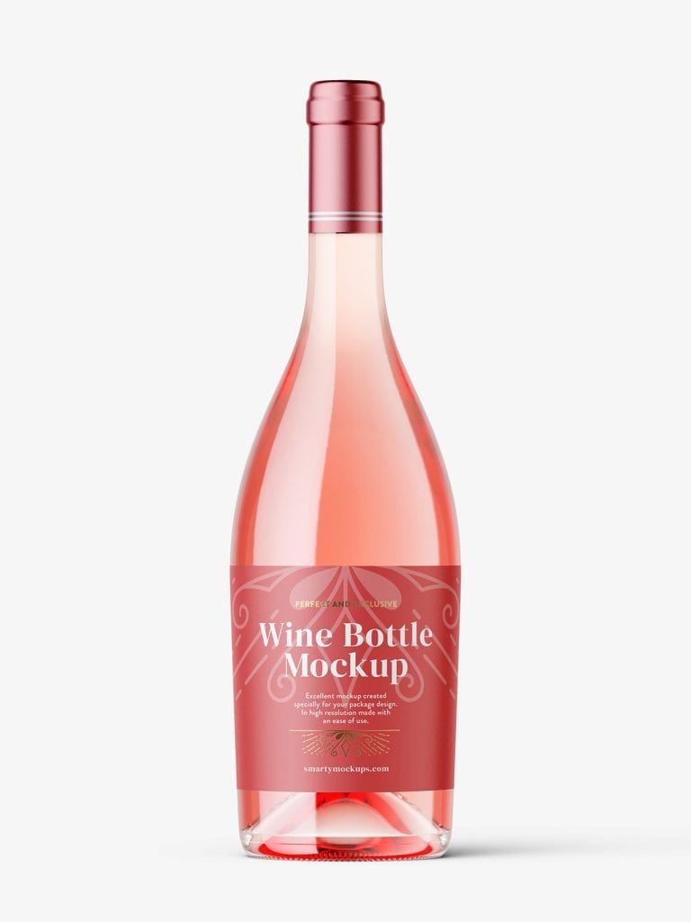 Rose wine bottle mockup - Smarty Mockups