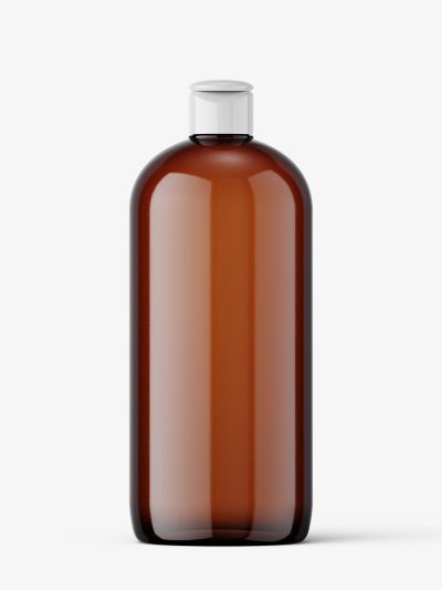 Amber bottle mockup with flip top mockup