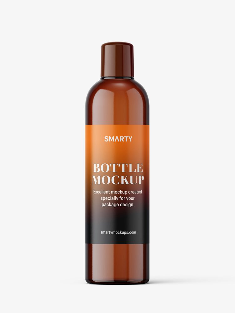Amber bottle mockup with rounded screwcap mockup