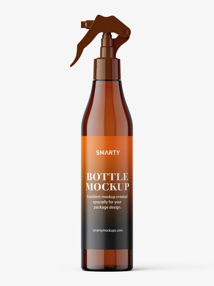 Amber bottle mockup with trigger spray mockup
