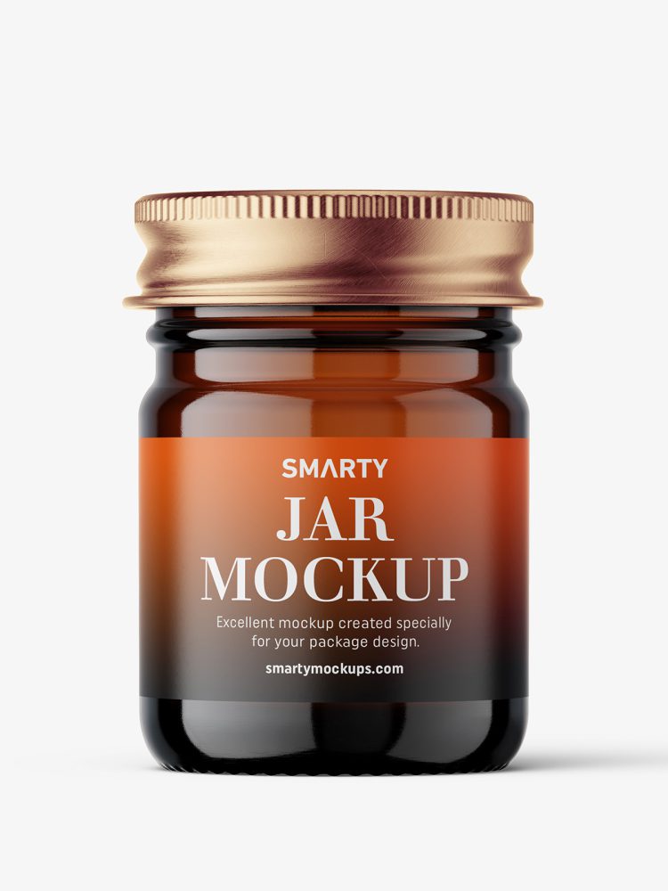 Small jar mockup with silver cap / amber