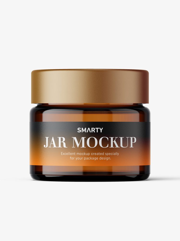 Cosmetic jar mockup with cap / 15ml / amber