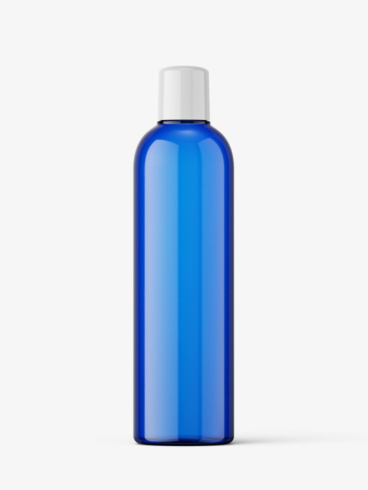 Blue bottle mockup with rounded screwcap mockup