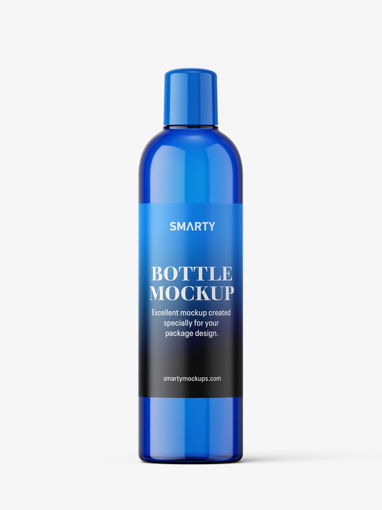 Blue bottle mockup with rounded screwcap mockup