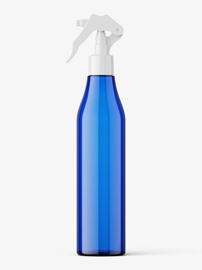 Blue bottle mockup with trigger spray mockup