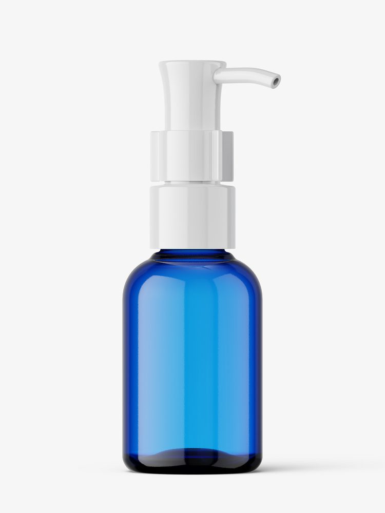 Small blue bottle with dispenser mockup