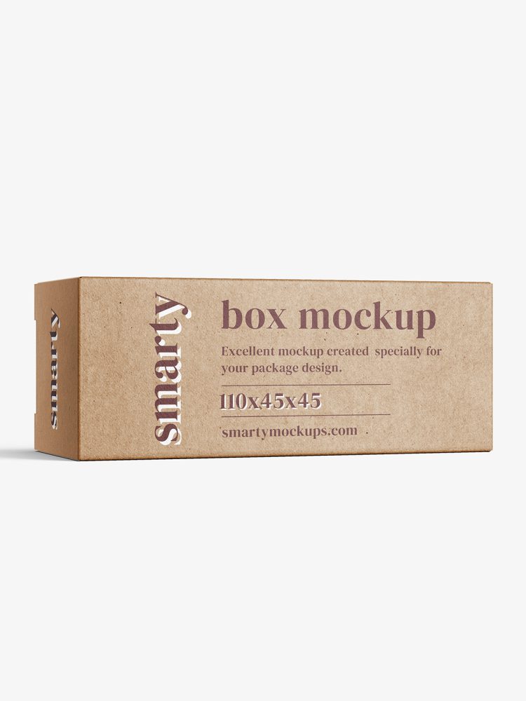 Box mockup / 110x45x45 mm / white - metallic - kraft