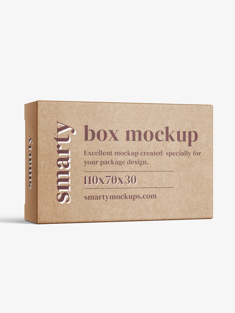Box mockup / 110x70x30 mm / white - metallic - kraft