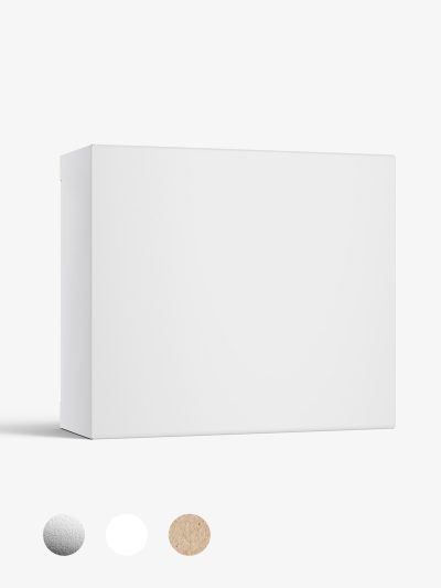 Box mockup / 120x105x45 mm / white - metallic - kraft