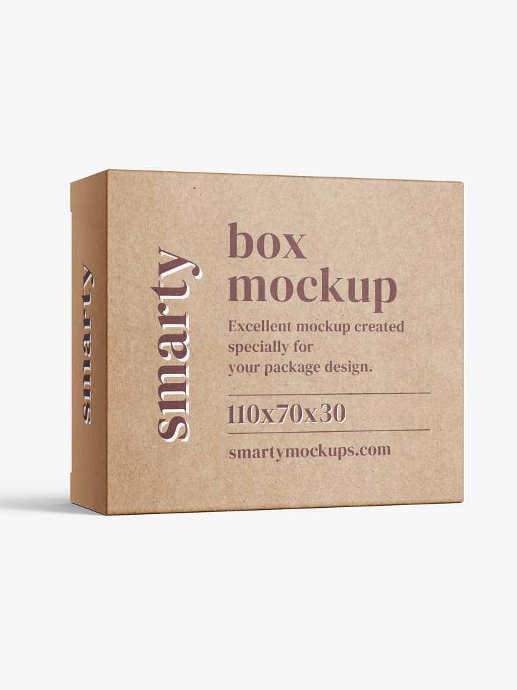 Box mockup / 120x105x45 mm / white - metallic - kraft