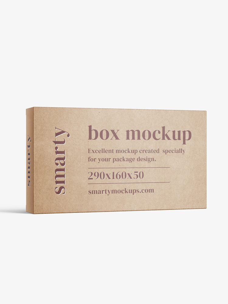 Box mockup / 290x160x50 mm / white - metallic - kraft