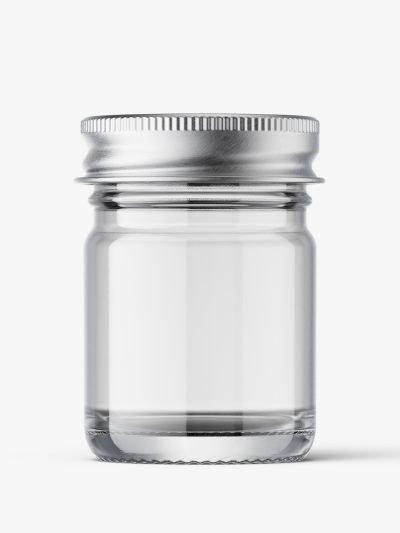 Small jar mockup with silver cap / clear