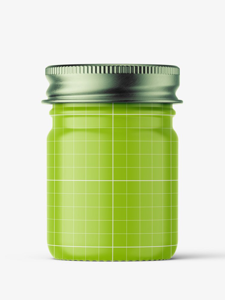 Small jar mockup with silver cap / clear