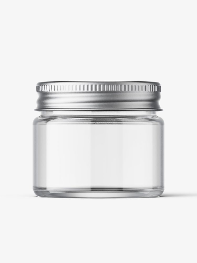 Cosmetic jar mockup with silver cap / 15ml / clear