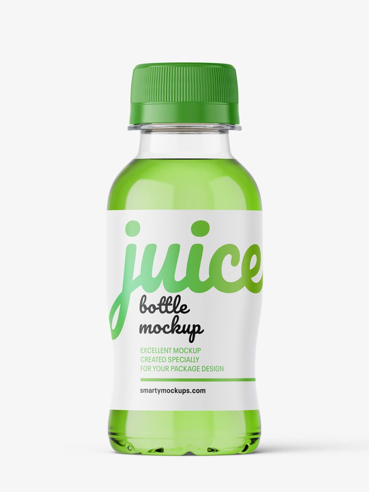 Small clear juice bottle mockup