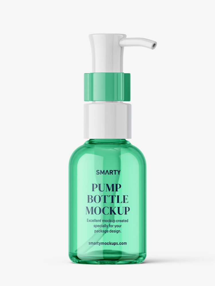 Small clear bottle with dispenser mockup