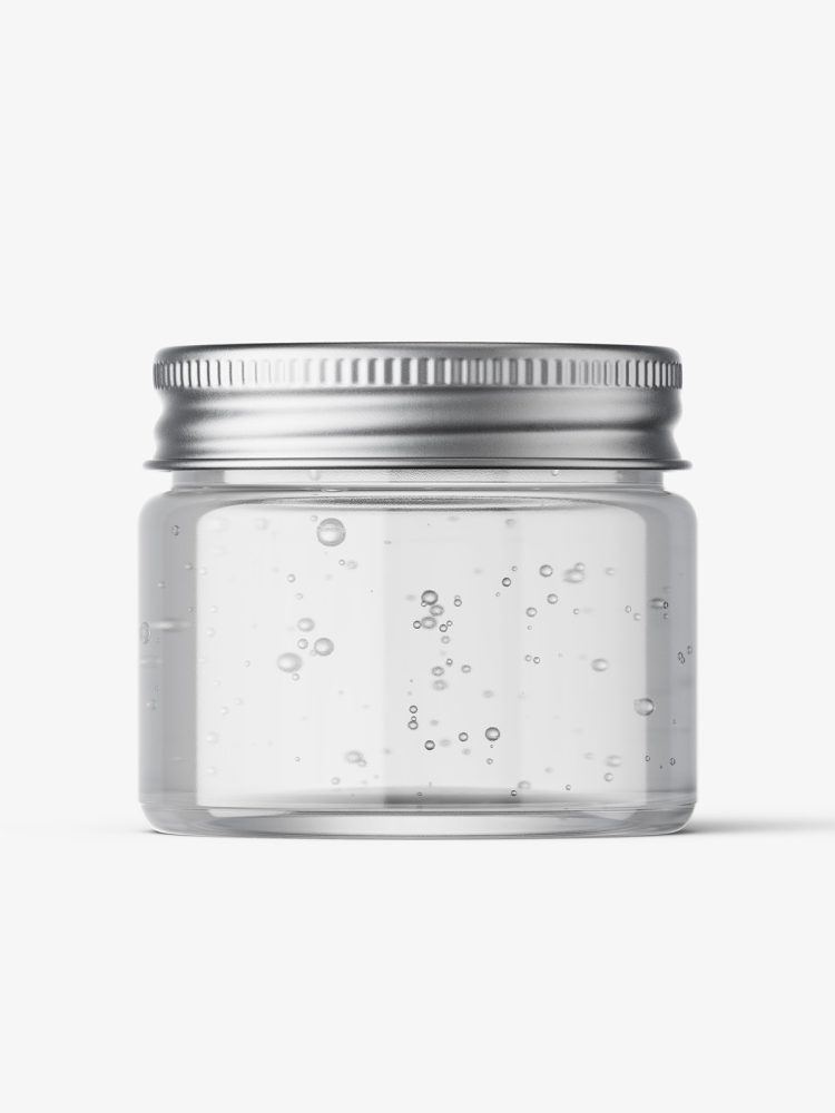 Cosmetic jar mockup with silver cap / 15ml / gel