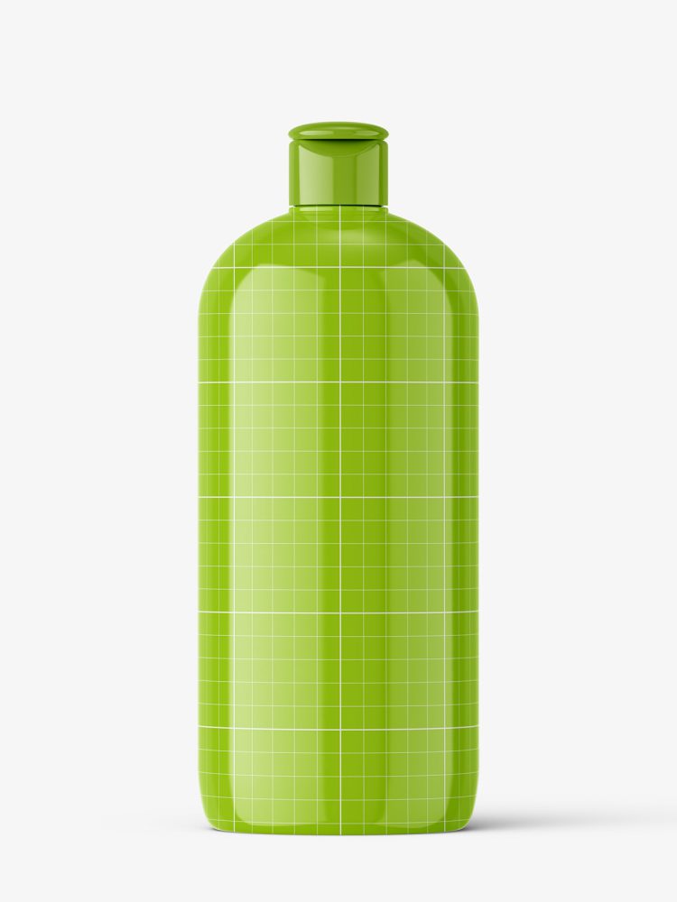 Glossy bottle mockup with flip top mockup