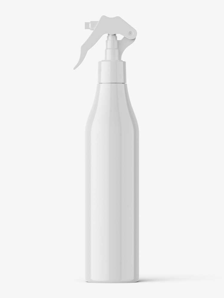 Glossy bottle mockup with trigger spray mockup