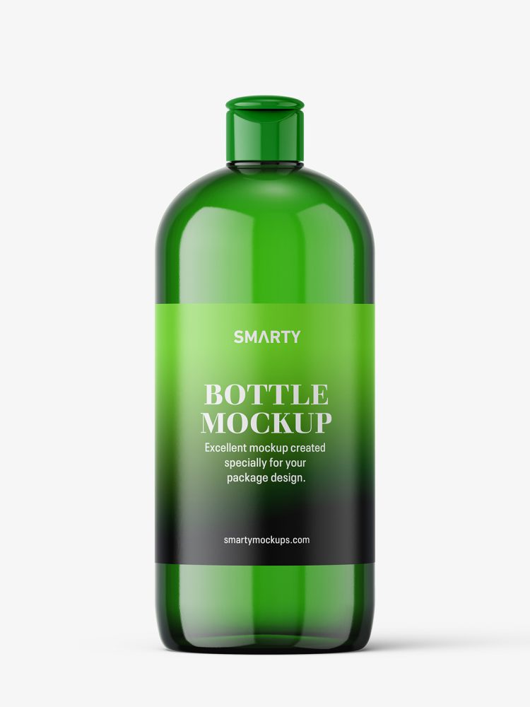Green bottle mockup with flip top mockup