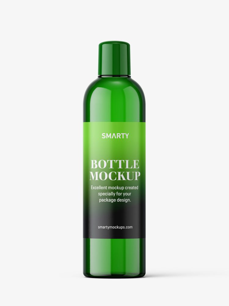 Green bottle mockup with rounded screwcap mockup