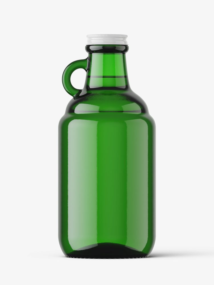 Green farmhouse growler bottle mockup