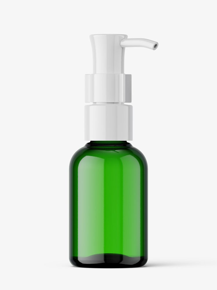Small green bottle with dispenser mockup