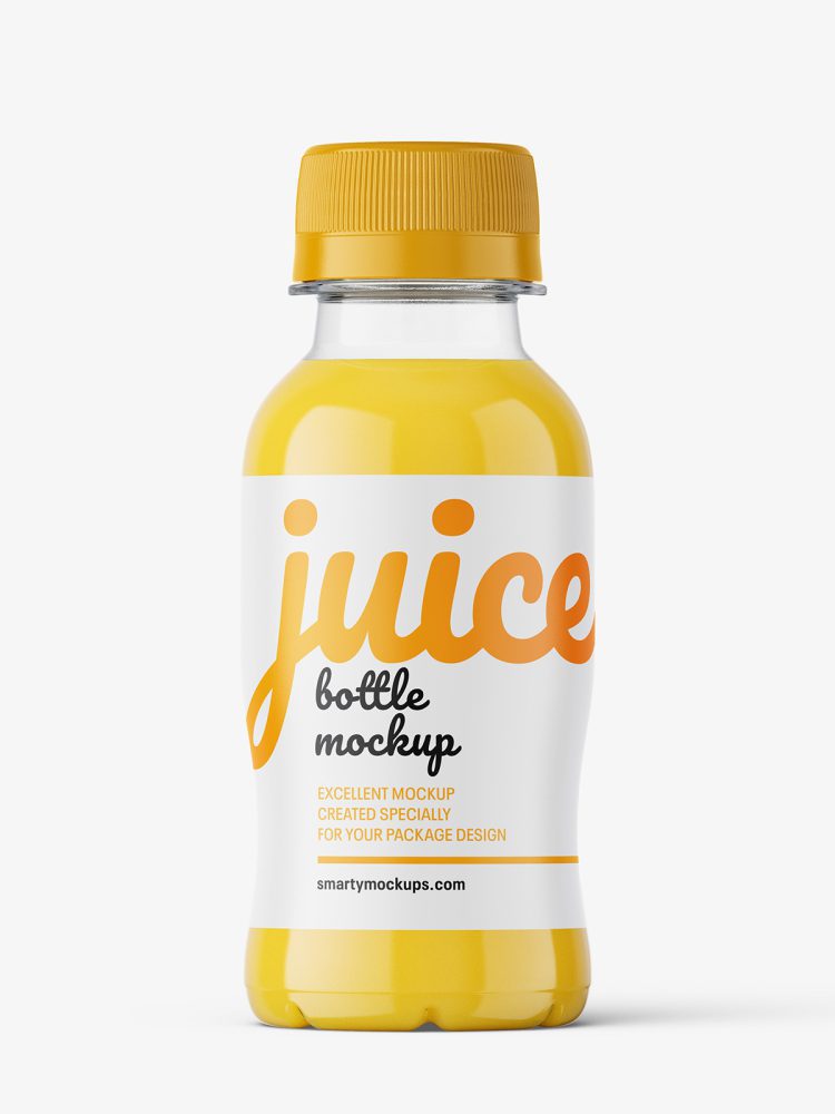 Small orange juice bottle mockup