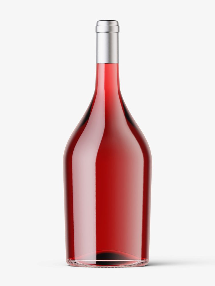 Red wine in clear bottle mockup