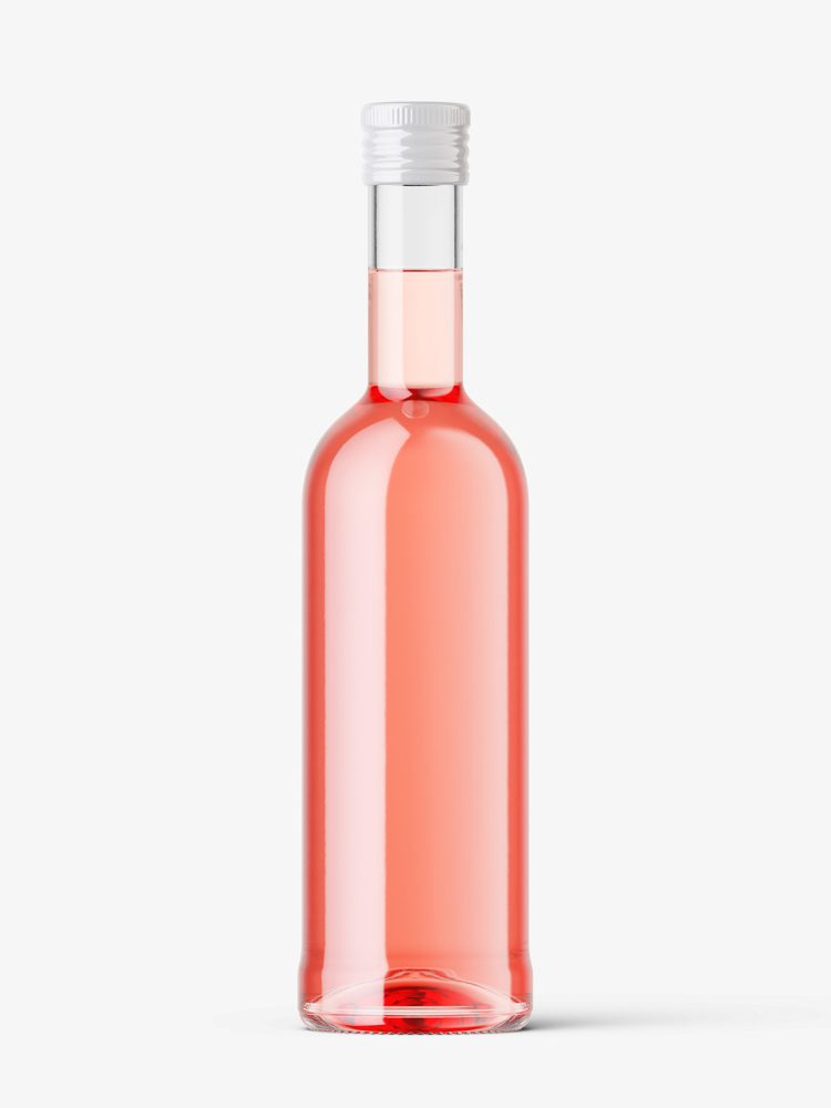 Small rose wine bottle mockup