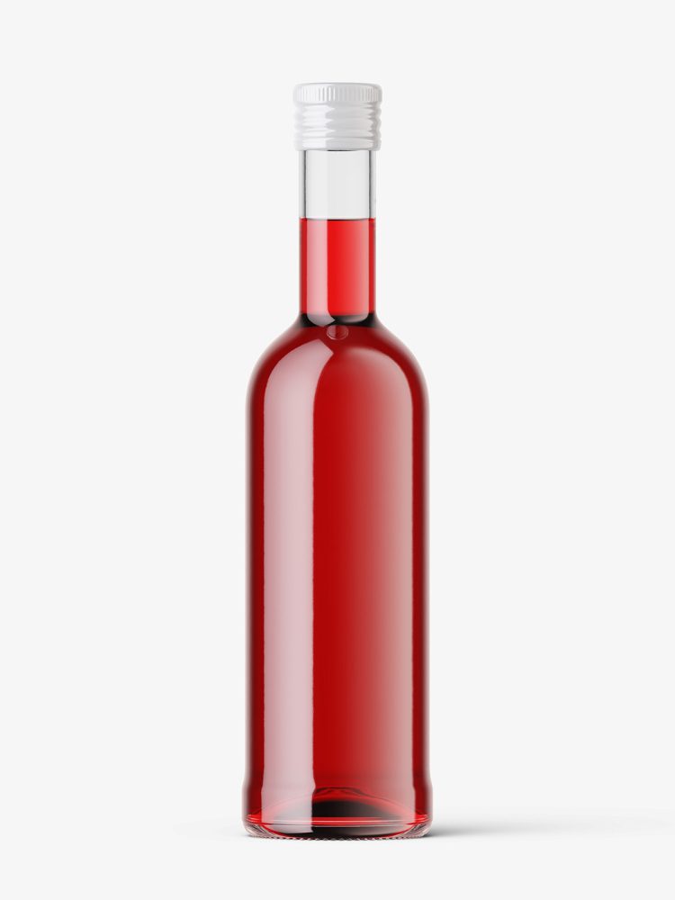 Small red wine bottle mockup