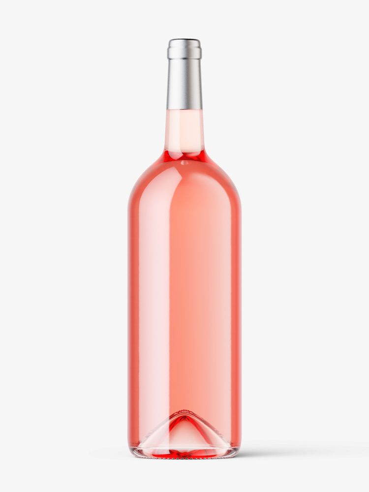 Rose wine bottle mockup