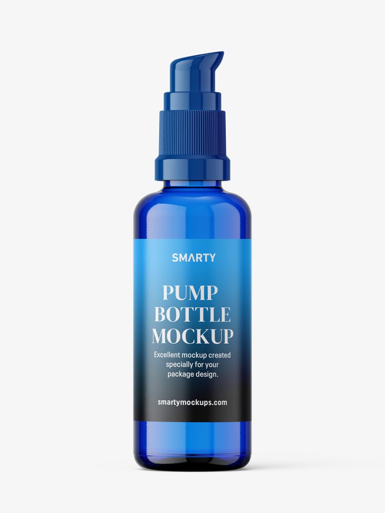 Airless pump bottle mockup / blue