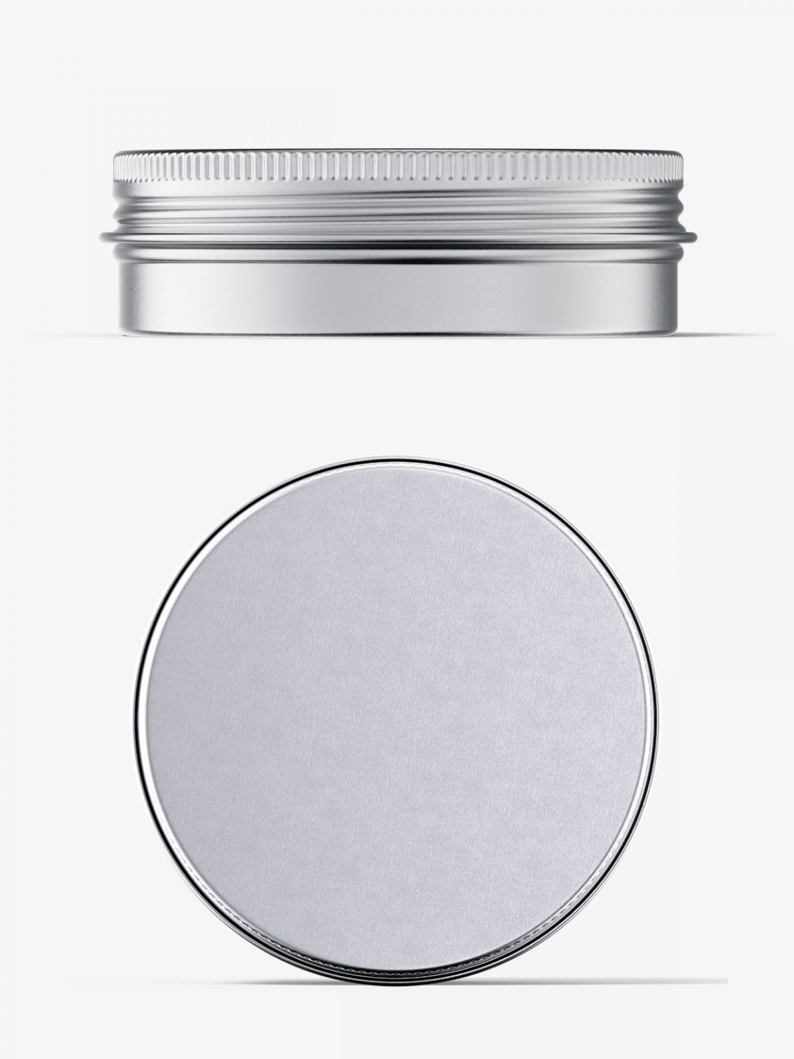 Metallic tin cream jar mockup / top and front view - Smarty Mockups