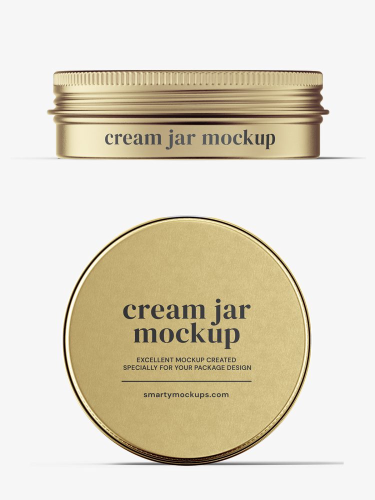 Download Metallic tin cream jar mockup / top and front view ...