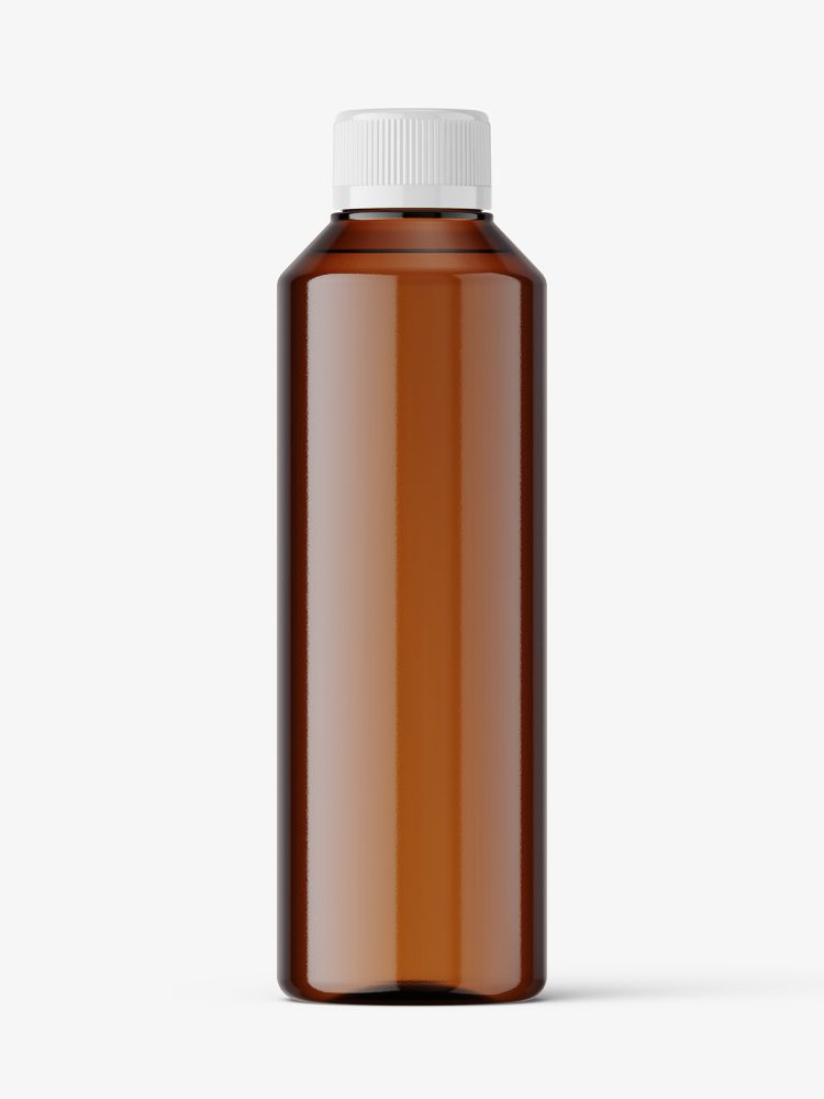Amber bottle with child resistant cap mockup