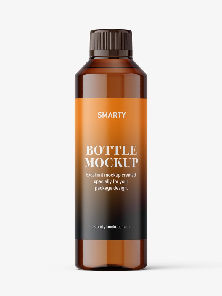 Amber bottle with child resistant cap mockup