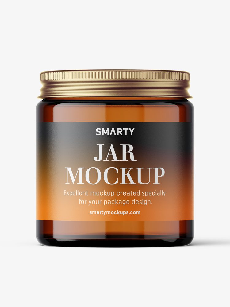 Cosmetic jar mockup with silver cap / 120ml / amber