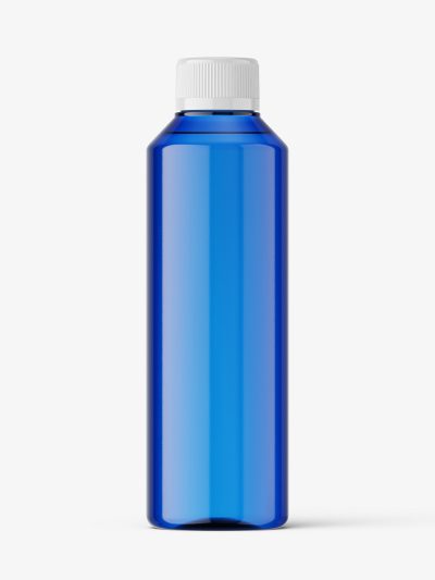 Blue bottle with child resistant cap mockup