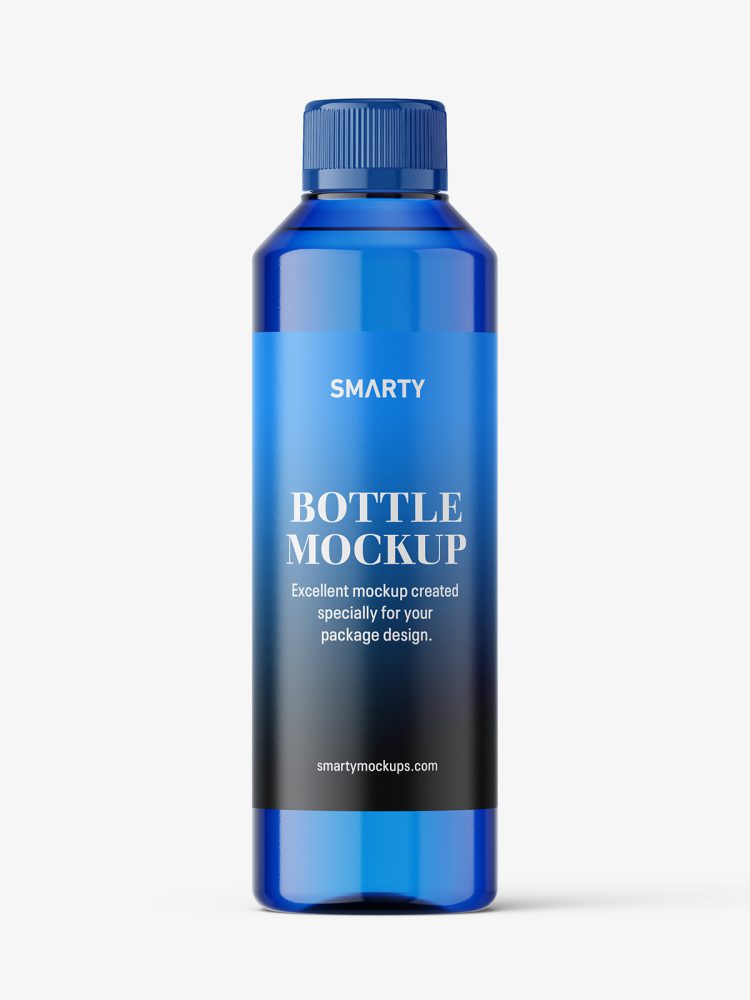 Blue bottle with child resistant cap mockup