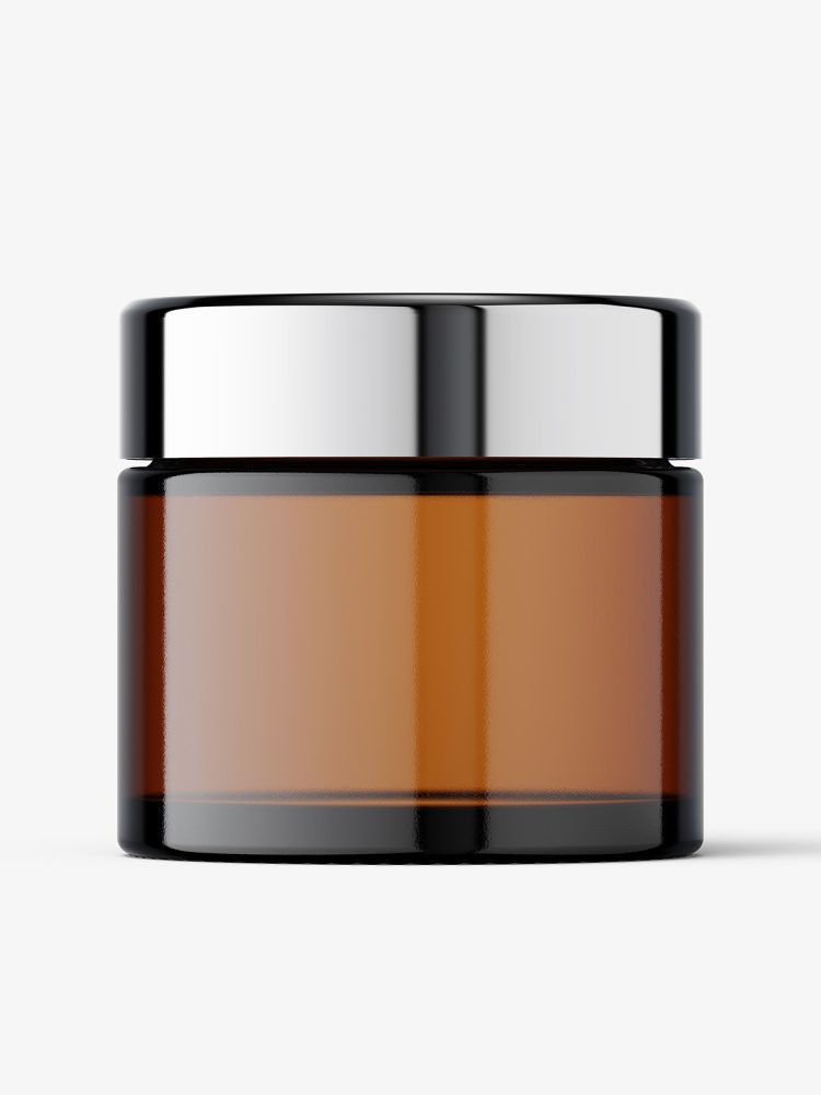 Clear cosmetic jar with reflective lid mockup