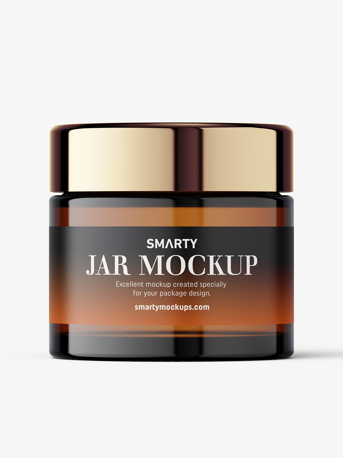 Amber cosmetic jar with reflective lid mockup - Smarty Mockups
