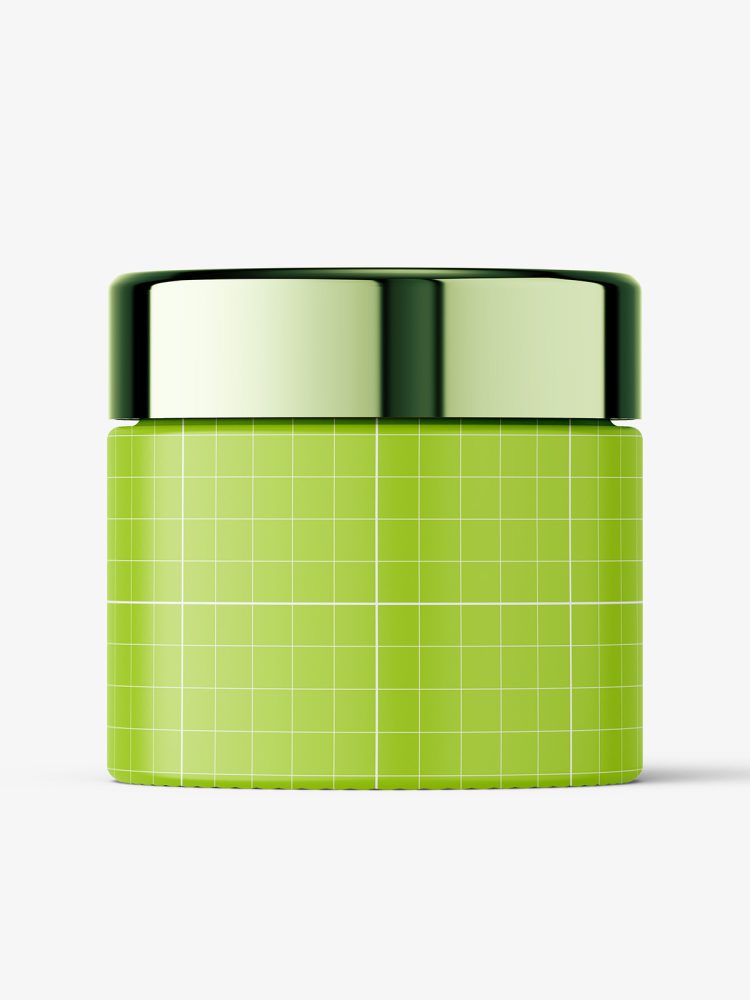 Clear cosmetic jar with reflective lid mockup