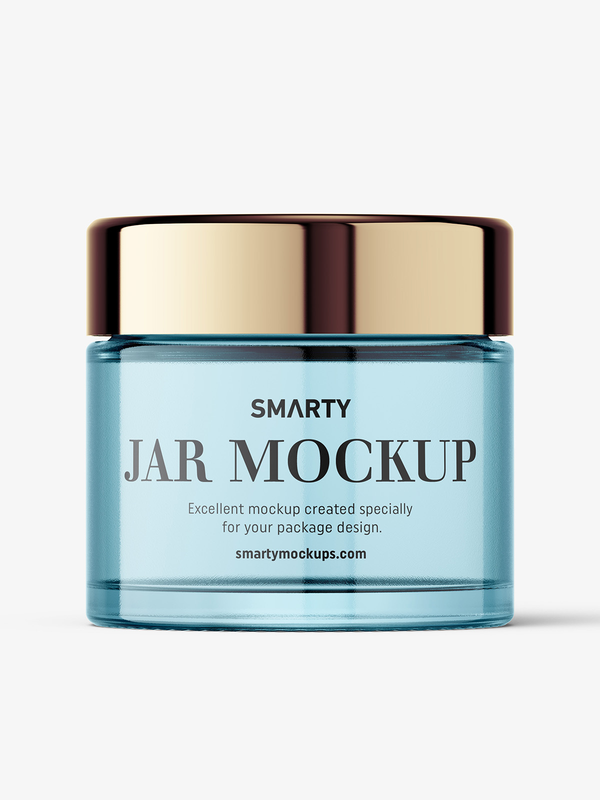 Download Clear cosmetic jar with reflective lid mockup - Smarty Mockups