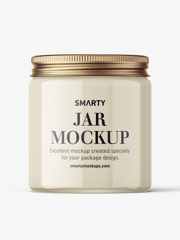 Cosmetic jar mockup with silver cap / 120ml / cream
