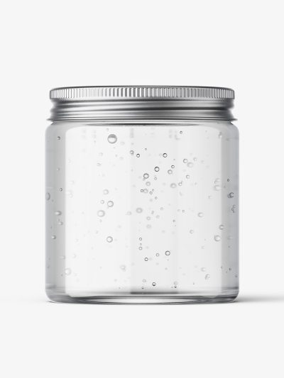Cosmetic jar mockup with silver cap / 120ml / gel