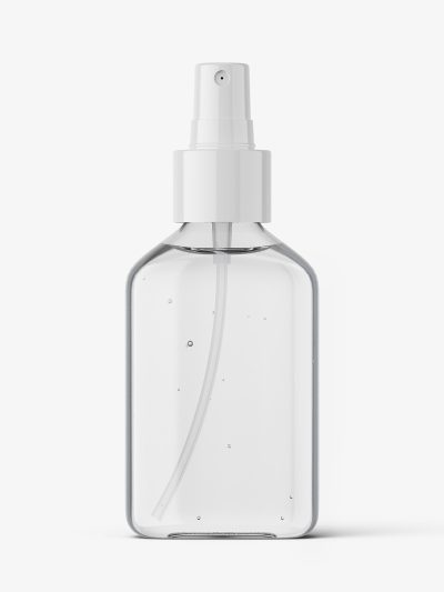Square bottle with atomizer mockup / liquid