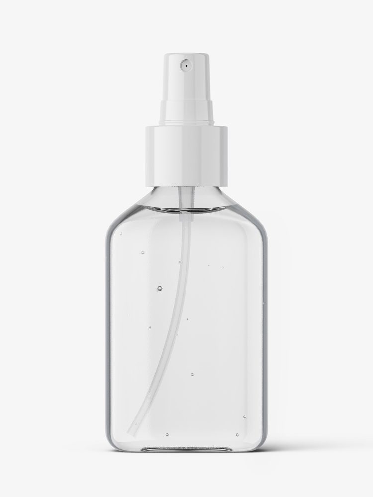 Square bottle with atomizer mockup / liquid