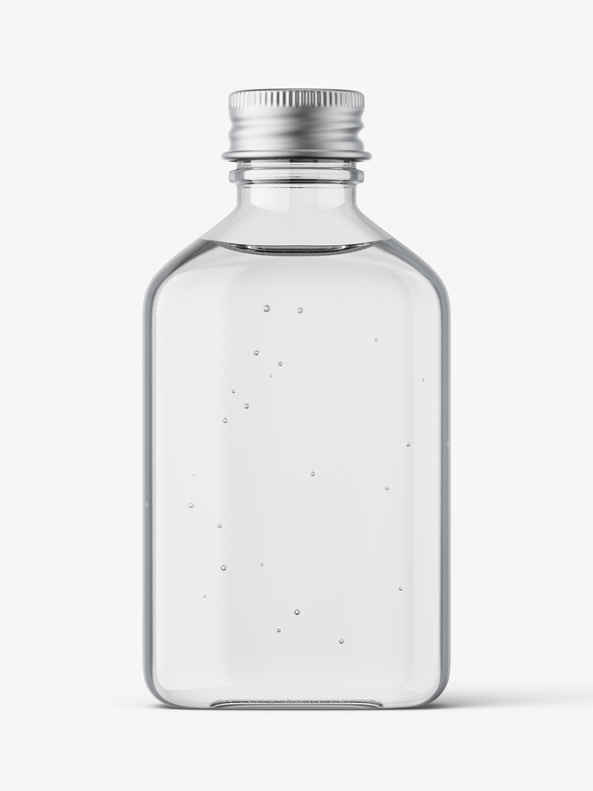 Download Square bottle with silver cap mockup / clear - Smarty Mockups