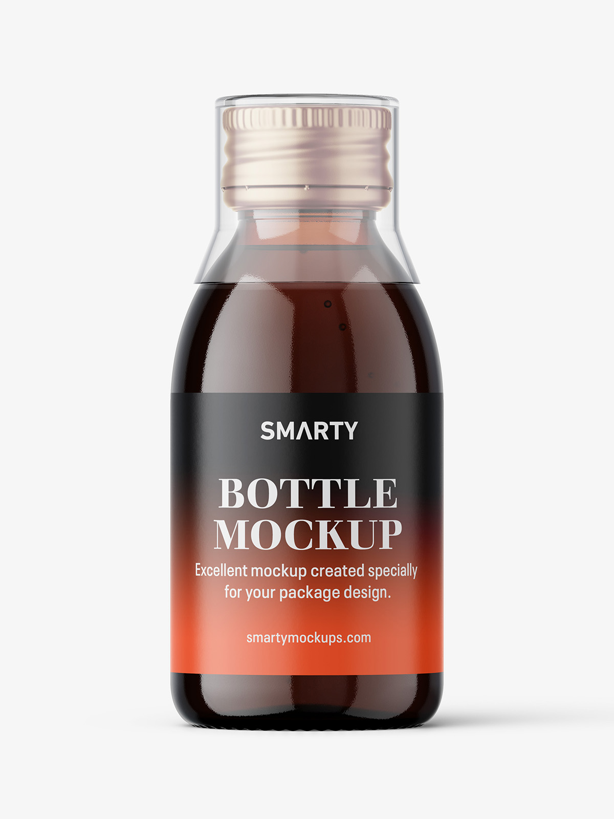 Download Dark syrup bottle mockup with silver cap / amber - Smarty Mockups